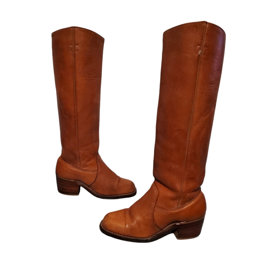 Rare Vintage Bort Carleton Tan Go Go Campus Platform Boots 5.5, Made In U.S.A.